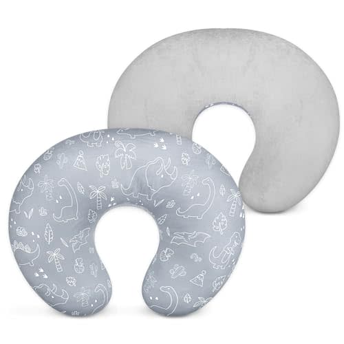 DILIMI Nursing Pillow Cover, Soft Stretchy Nursing Covers for Breastfeeding Pillows, 1 Pack Reversible Removable Slipover for Baby Boy and Girls, Dinosaur
