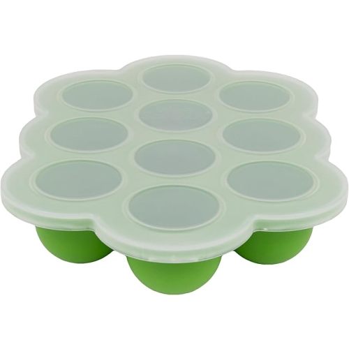 WeeSprout Silicone Freezer Tray with Clip on Lid Perfect Food Storage Container for Homemade Baby Food, Vegetable, Fruit Purees, and Breast Milk (Bright Green, Ten 1.5 Ounce Sections)