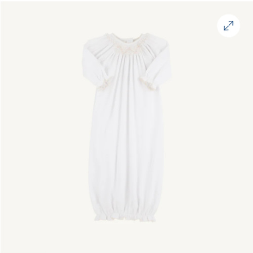 Sweetly Smocked Greeting Gown (Unisex) - Worth Avenue White with Pa