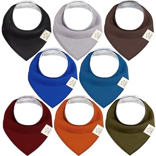 8-Pack Organic Baby Bandana Bibs for Boys, Girls - Super Absorbent Triangle Baby Bibs for Drooling and Teething Infant, 100% Cotton Extra Soft for Newborn,Infant 0-36 Months(Coastline)