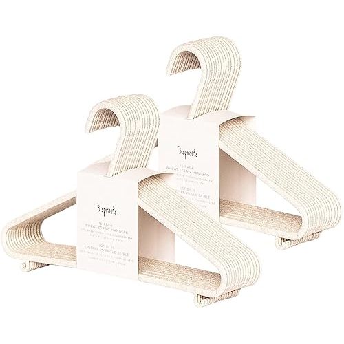 3 Sprouts Sustainable Wheat Straw Plastic Toddler & Kids Hangers – Pack of 30 Infant Baby Clothes Hangers for Closet Organization – Small Children's Hanger for Nursery - Speckled Cream