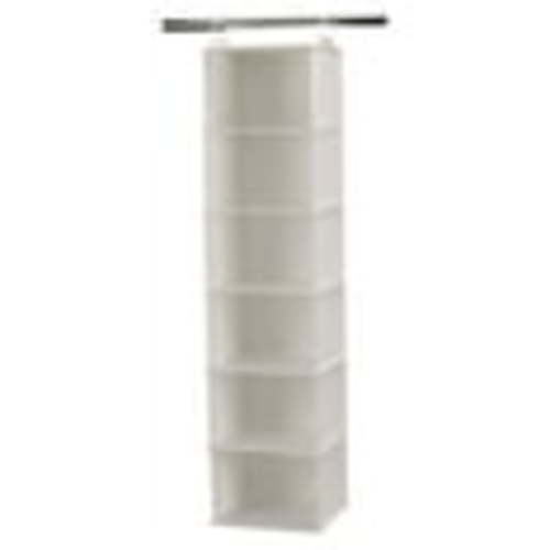 Household Essentials 6-Shelf Hanging Closet Organizer, Soft Blended Canvas, Durable Plastic Shelving and Wire Hooks, Breathable