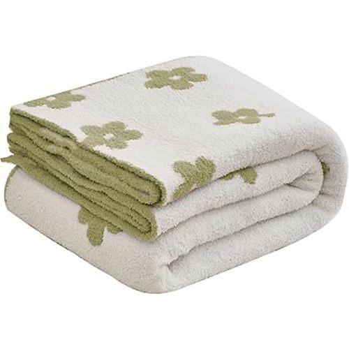 Ultra Soft Cozy Checkered Knitted Baby Blanket Fluffy Microfiber Checkerboard Bed Blanket Lightweight Both Sides for Couch Sofa Bed (Sage Green, Baby 30"x40")