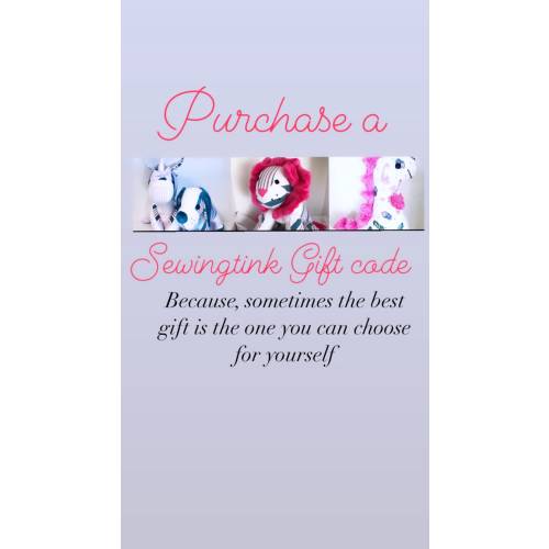 GIFT CODE PURCHASE, instore credit, gift credit, gift card, sewingtink, baby items, keepsake birth stat animals, minky family blankets