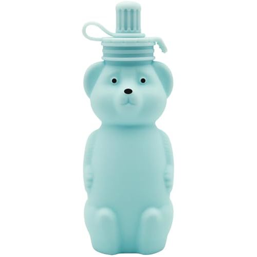 Honey Bear Straw Cup, Food Grade Silicone, Babies Water Drinking Cup, 8-Ounce Therapy Sippy Bottles for Speech and Feeding Training, BPA Free & Dishwasher Safe (PEACH)