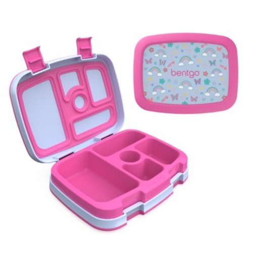 Bentgo Kids Prints Leak-Proof, 5-Compartment Bento-Style Kids Lunch Box (Shark) - Durable, Drop-Proof, Dishwasher Safe, & Made with BPA-Free Materials - Ideal for Ages 3-7