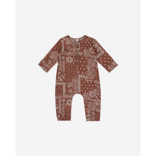 Long Sleeve Woven Jumpsuit || Brick Bandana