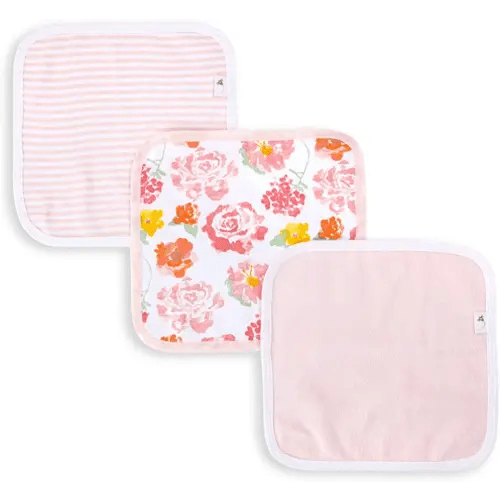 Burt's Bees Baby Infant Washcloths, 100% Organic Cotton, Soft and Super Absorbent Knit Terry Wash Cloth - 3 Pack Set