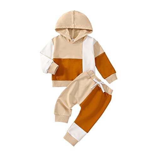 Toddler Baby Boy Girl Fall Winter Clothes Checkerboard Plaid Hoodie Sweatshirt Tops Elastic Waist Pants Set