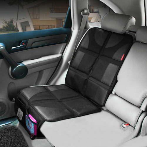 Autobase Car Seat Protector Under Car Seat | Baby Car Seat Accessories | Heavy-Duty Non-Slip Rubber Padded Backing (Black, XL – 1 Pack)