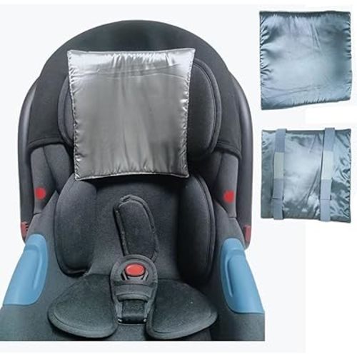 2 Pack Carseat Covers Baby Satin Car Seat Headrest Cover for Babies Baby Hair Protector Soft Silk Feeling Protection Silk Head Cover Satin car seat headrest Protector Support(Grey)