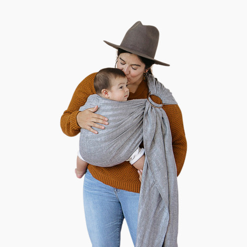 WildBird Chambray Ring Sling Carrier - Nuthatch with Rose Gold Ring, Standard 74"