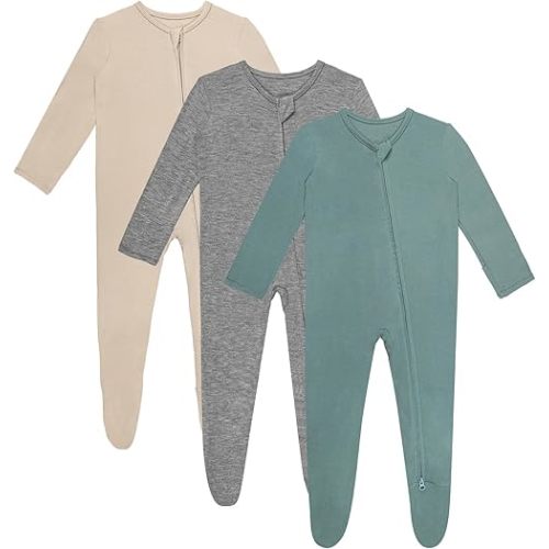 3 Pcs Baby Long Sleepers Pajamas One Piece Footies Rompers