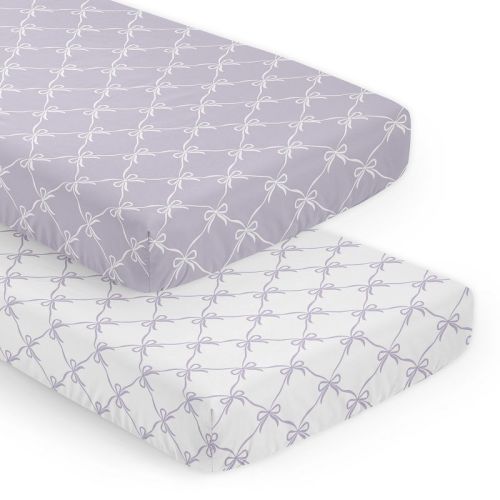 Sweet Jojo Designs Girls Fitted Crib Sheets Set Ballerina and Ballet Bows Purple and White 2pc