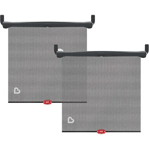 Munchkin Brica Sun Safety Car Window Shade with Heat Alert, Helps Block UVA/UVB Rays, 2 Pack, Black