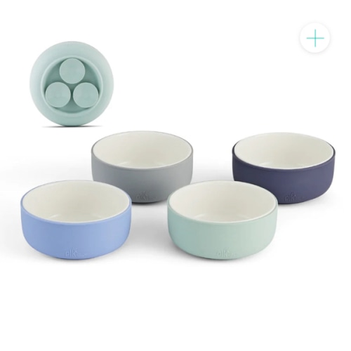 Porcelain Bowl with Silicone Suction Sleeves