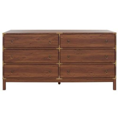 Galio 6 Drawer Chest - CHS9601 - Walnut/Gold - Safavieh