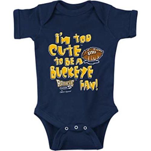 Smack Apparel Michigan Football Fans. Too Cute (Anti-Ohio State) Navy Onesie or Toddler Tee (NB-4T)