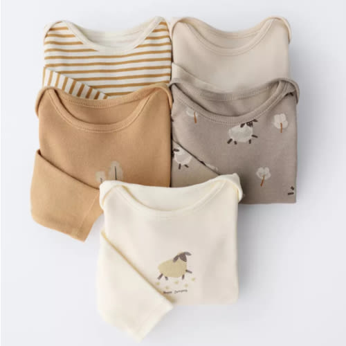 FIVE-PACK OF SHEEP BODYSUITS - Multicolored