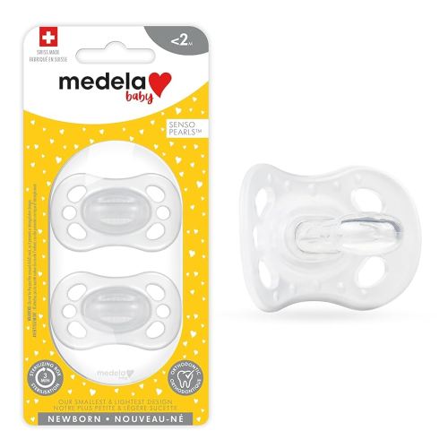 Medela Baby Pacifier | Newborn 0-2 Months | 2-Pack | Includes sterilizing case | Silicone- and BPA-Free | Supports Natural Suckling | Clear