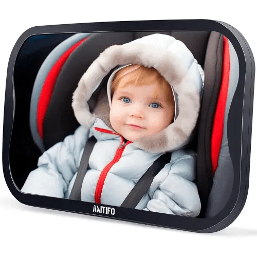 Baby Car Mirror Gifts for Newborns: Ease of Installation Non-Shaking Stability Car Seat Mirror Rear Facing Shatterproof Backseat Mirror View Infant Curved Wide-angle Carseat Mirror - AMTIFO A25