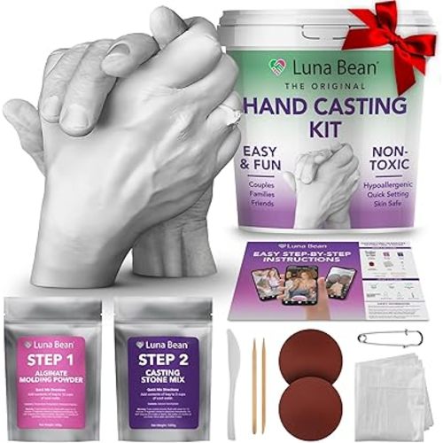 Luna Bean Hand Casting Kit – The Original Hand Mold Kit for Couples – Gifts for Her and Him - Anniversary Engagement Birthday Gifts for Women Men Mom Wife Boyfriend Girlfriend Wedding Bridal Shower