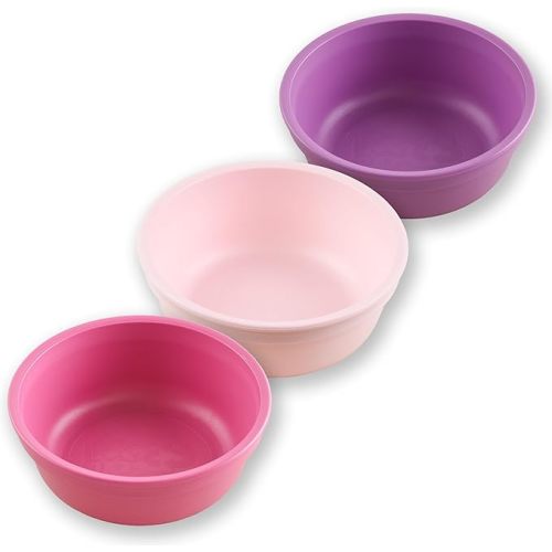 Re-Play 12 oz. Toddler Bowls Set of 3 - Kids Deep-Walled, Durable & Reusable Snack and Meal Bowls, Dishwasher & Microwave Safe, BPA-Free, Made in USA from Recycled Plastic, Princess