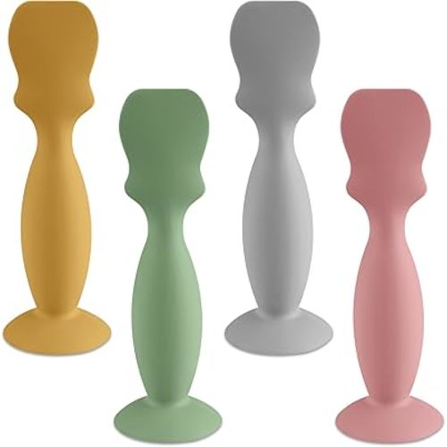 4 Pack Baby Diaper Cream Brush, Diaper Cream Spatula Applicator Silicone Baby Butt Paste Spatula for Babies, Newborn (Gray/Sage/Blush/Mustard Yellow)