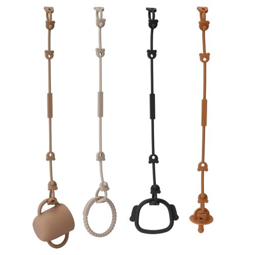 4 Pack Toy Safety Straps, Stretchable Silicone Pacifier Chains, Adjustable Baby Bottle Toy Teethers Harness Strollers Straps for High Chair, Hanging Baskets, Cribs, Car Seat, Shopping Trolley