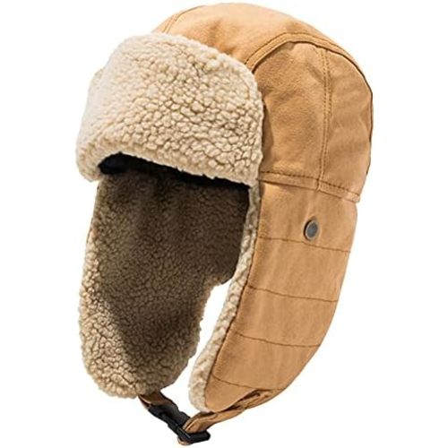 Unisex Winter Hats with Ear Flaps Cotton Trapper Hat Aviator Windproof Ski Cap Buckle Closure Ushanka Outdoor