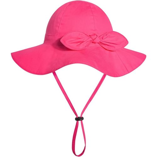 Baby Girl Sun Hat with UPF 50+ Outdoor Adjustable Beach Hat with Wide Brim Bucket Hats