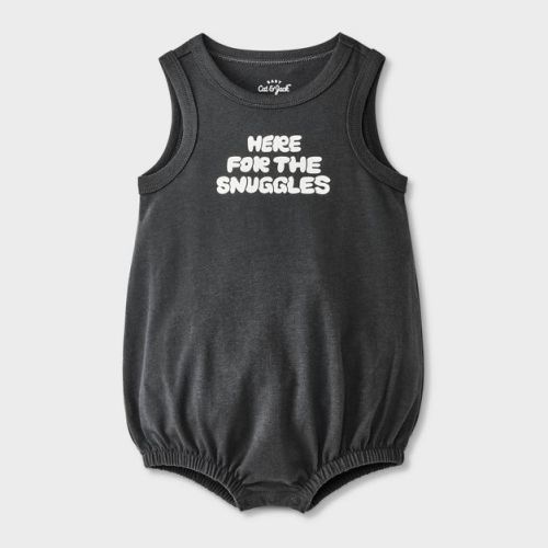 Baby Here For The Snuggles Romper - Cat & Jack™ Black Newborn