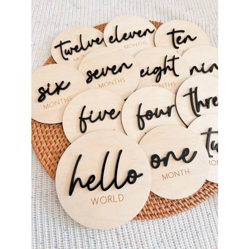 Baby Monthly Milestone Discs, Wooden Baby by the Month Photo Props, Milestone Cards, Baby Announcement, Baby Keepsakes, Baby Shower Gift