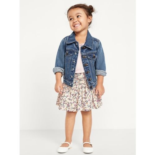 Printed Button-Front Twill Swing Skirt for Toddler Girls