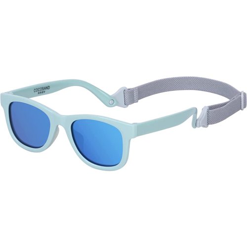 COCOSAND Baby Sunglasses with Strap Polarized Flexible Square UV400 for Infant Toddler Boys Girls Age 0-24 Months