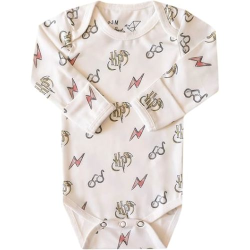 Copper Pearl Long Sleeve Bodysuit Baby: Ultra Soft Baby for Newborns, Boys, and Girls - Stylish, Comfortable, Overlap Shoulders, Premium Knit Fabric - 0-3 Months, Harry Potter™