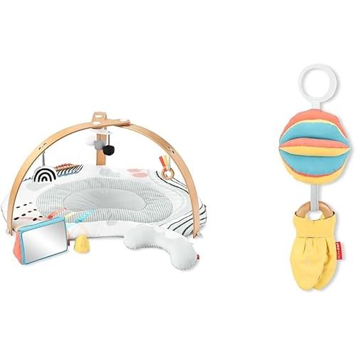 Skip Hop Discoverosity Baby Play Gym Montessori Inspired Infant Playmat 3-in-1 Baby Activity & Teether Stroller Toy