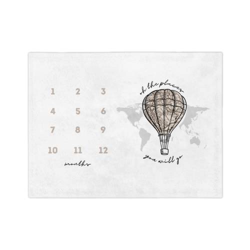 World Map Hot Air Balloon Milestone Blanket - Adventure Baby Blanket - Travel Monthly Blanket - Baby Growth Blanket - Baby Girl Boy Blanket