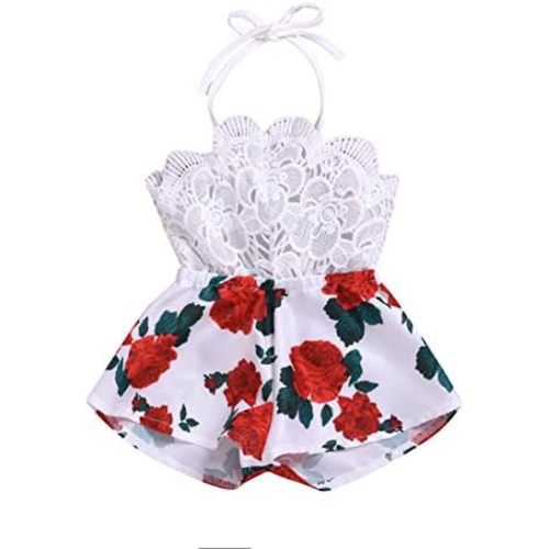 Baby Girl One-Piece Romper Clothes Halter Newborn Onesie Dress Floral Jumpsuit Sunsuit Embroidery Outfit