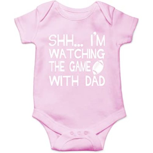 AW Fashions Shh... I'm Watching The Game With Dad Baby Bodysuit Funny Infant Clothes Romper Boy Clothes