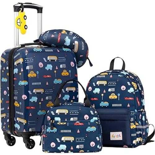 Coolife Kid’s Luggage Set 5 Piece Suitcase Set 16’’ Carry on Hardside Spinner Toddler Luggage Travel Rolling Luggage Girls Boys