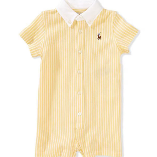 Ralph Lauren Baby Boys Short Sleeve Striped Knit Oxford Shortall | Dillard's