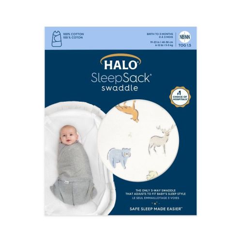 HALO Innovations 100% Cotton Sleepsack Swaddle Wrap - Leaves - S