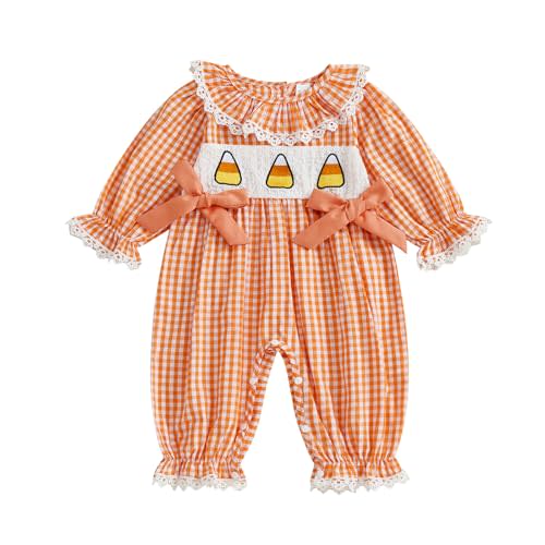 Baby Girl Cute Long Sleeve Pumpkin Romper Jumpsuit Top Infant Newborn Halloween Outfit