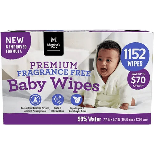 Member's Mark Fragrance Free Baby Wipes (Netcount 12 Pack 96 Wipes in Each),, 12Count ()