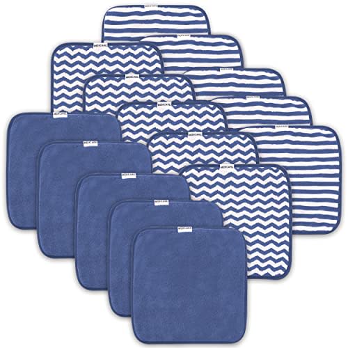 MOIICARE 15 Pack Baby Washcloths - Super Soft Absorbent Wash Cloths for Boy and Girl, Newborn Essentials Baby Clothes, Gentle on Sensitive Skin for Face and Body, 10" by 10", Navy Blue
