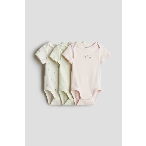 3-PACK COTTON BODYSUITS WITH LAP SHOULDERS