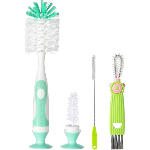 4-in-1 Baby Bottle Brush Set, Bottle Brush Cleaner, Bottle Cleaner Brush Set, Including Nylon Bottle Brush, Bottle Cap Brush, Straw Brush, Nipple Brush, BPA-Free (Green)