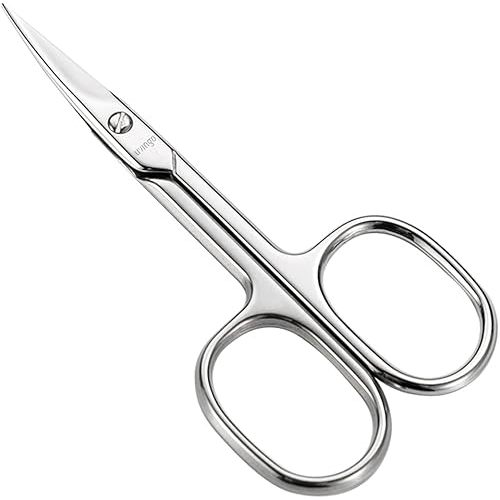 LIVINGO Premium Manicure Scissors Multi-purpose Stainless Steel Cuticle Pedicure Beauty Grooming Kit for Nail, Eyebrow, Eyelash, Dry Skin Curved Blade 3.5 inch