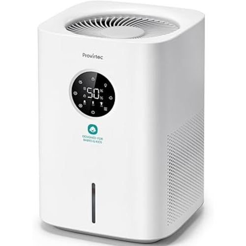 Pro Baby Evaporative Humidifier for Bedroom, MistFree & No White Dust, BPA-Free and 16dB Quiet Sleep for kids, 3 Age-Modes, Auto Control, Tap Water Safe, 4L Easy Clean Tank for Nursery